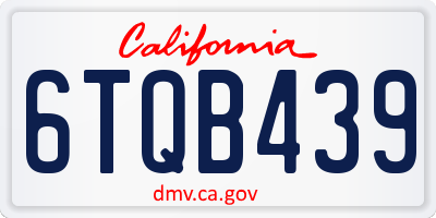 CA license plate 6TQB439