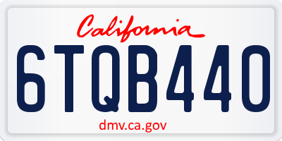 CA license plate 6TQB440