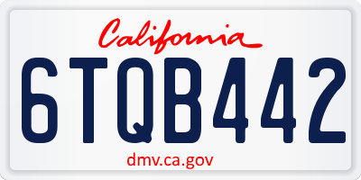 CA license plate 6TQB442