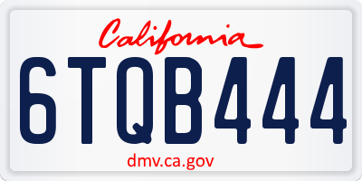 CA license plate 6TQB444