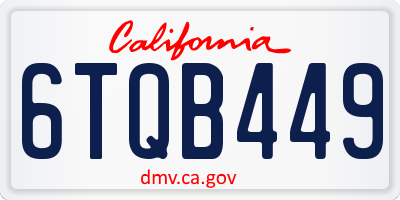 CA license plate 6TQB449