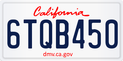 CA license plate 6TQB450