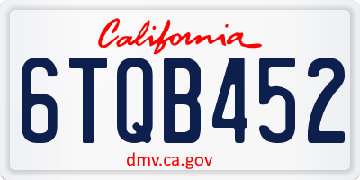 CA license plate 6TQB452