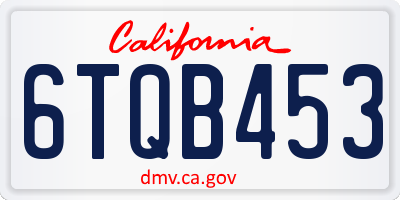 CA license plate 6TQB453