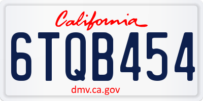 CA license plate 6TQB454