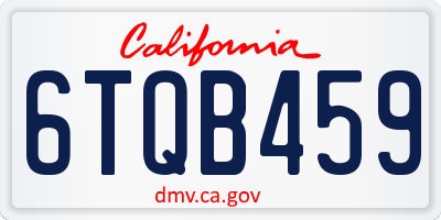 CA license plate 6TQB459