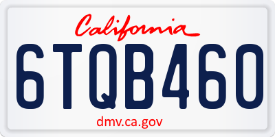 CA license plate 6TQB460