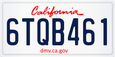 CA license plate 6TQB461