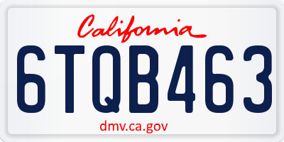 CA license plate 6TQB463