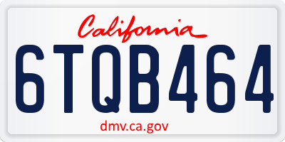 CA license plate 6TQB464