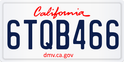 CA license plate 6TQB466