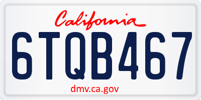 CA license plate 6TQB467