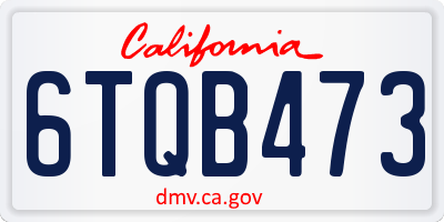 CA license plate 6TQB473