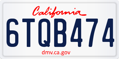 CA license plate 6TQB474