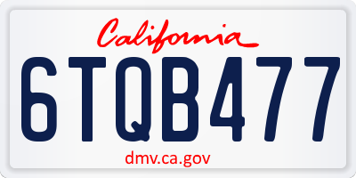 CA license plate 6TQB477