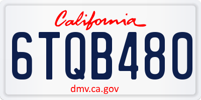 CA license plate 6TQB480