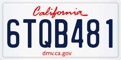 CA license plate 6TQB481