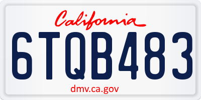 CA license plate 6TQB483