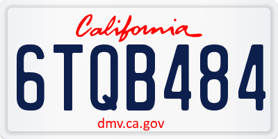 CA license plate 6TQB484