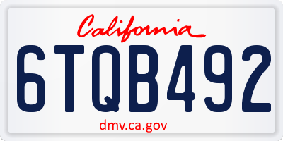 CA license plate 6TQB492