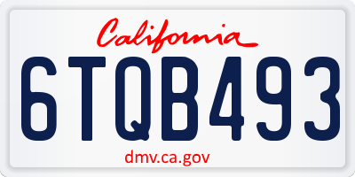 CA license plate 6TQB493