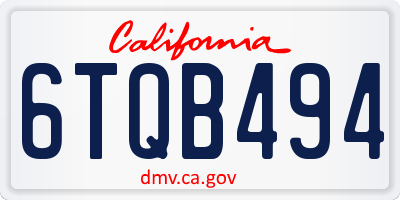 CA license plate 6TQB494