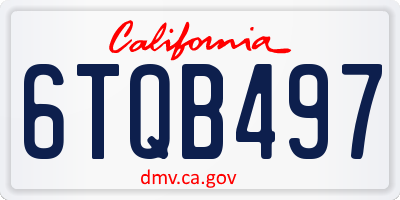 CA license plate 6TQB497