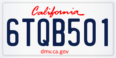 CA license plate 6TQB501