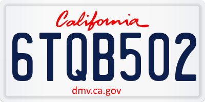 CA license plate 6TQB502