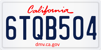 CA license plate 6TQB504