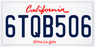 CA license plate 6TQB506