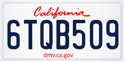 CA license plate 6TQB509