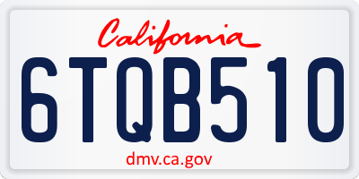 CA license plate 6TQB510