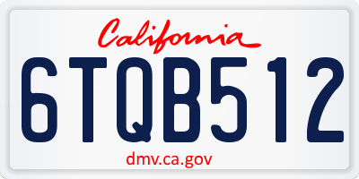 CA license plate 6TQB512