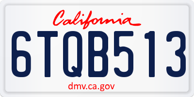 CA license plate 6TQB513