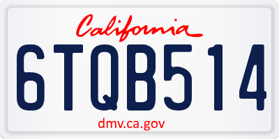 CA license plate 6TQB514