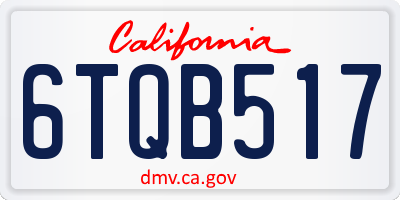 CA license plate 6TQB517