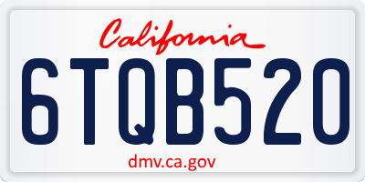 CA license plate 6TQB520