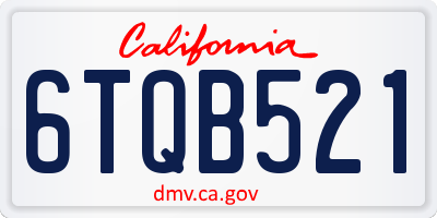 CA license plate 6TQB521