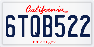 CA license plate 6TQB522