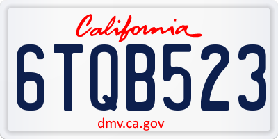 CA license plate 6TQB523