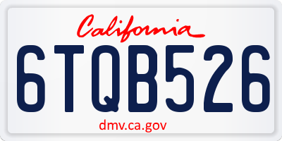 CA license plate 6TQB526