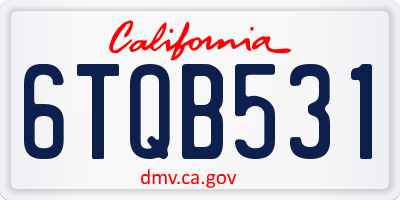 CA license plate 6TQB531