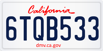 CA license plate 6TQB533