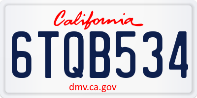 CA license plate 6TQB534