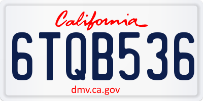 CA license plate 6TQB536