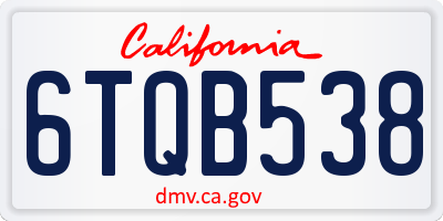 CA license plate 6TQB538