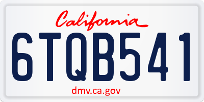 CA license plate 6TQB541