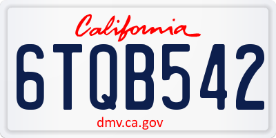 CA license plate 6TQB542