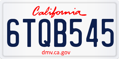 CA license plate 6TQB545